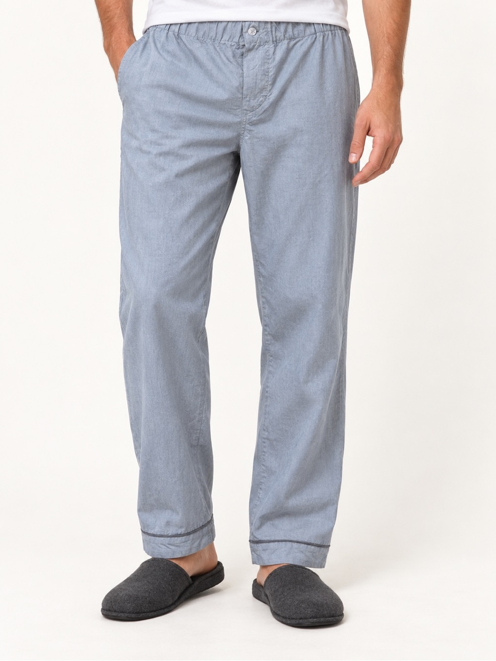 Au Lit Fine Linens Men’s Grey Chambray Pajama Pants